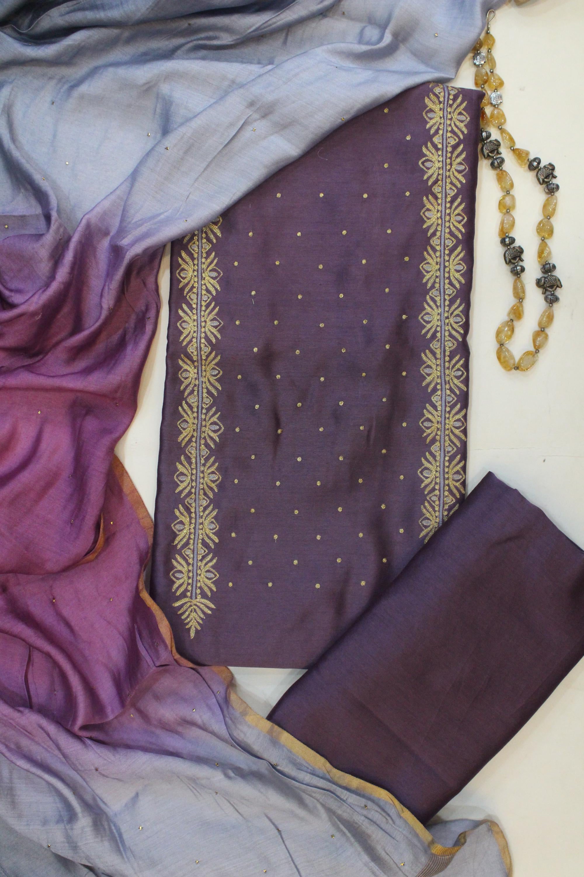 CHANDERI WITH WITH BADLA WORK DUPATTA SET-6
