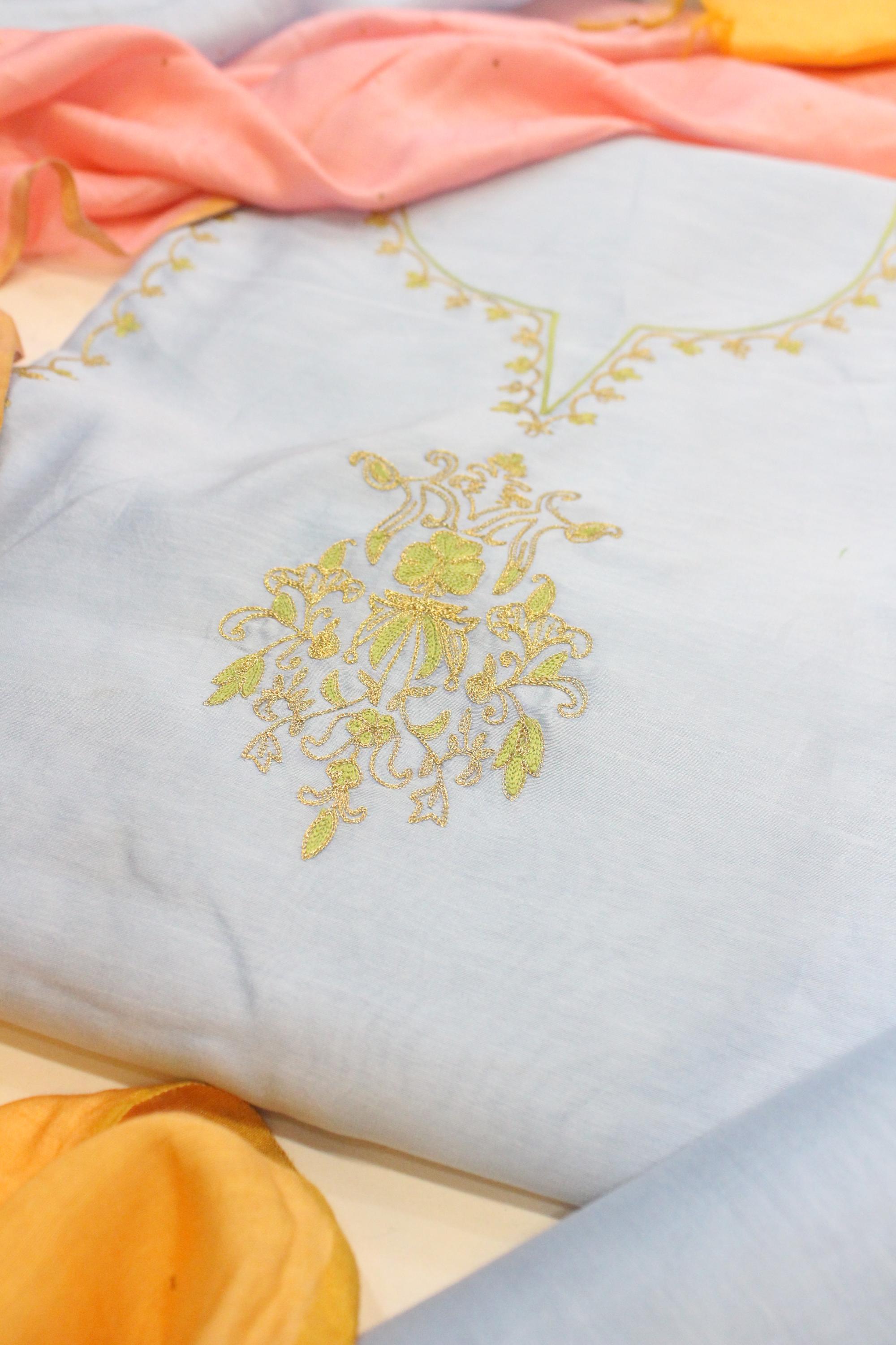 CHANDERI WITH WITH BADLA WORK DUPATTA SET-5