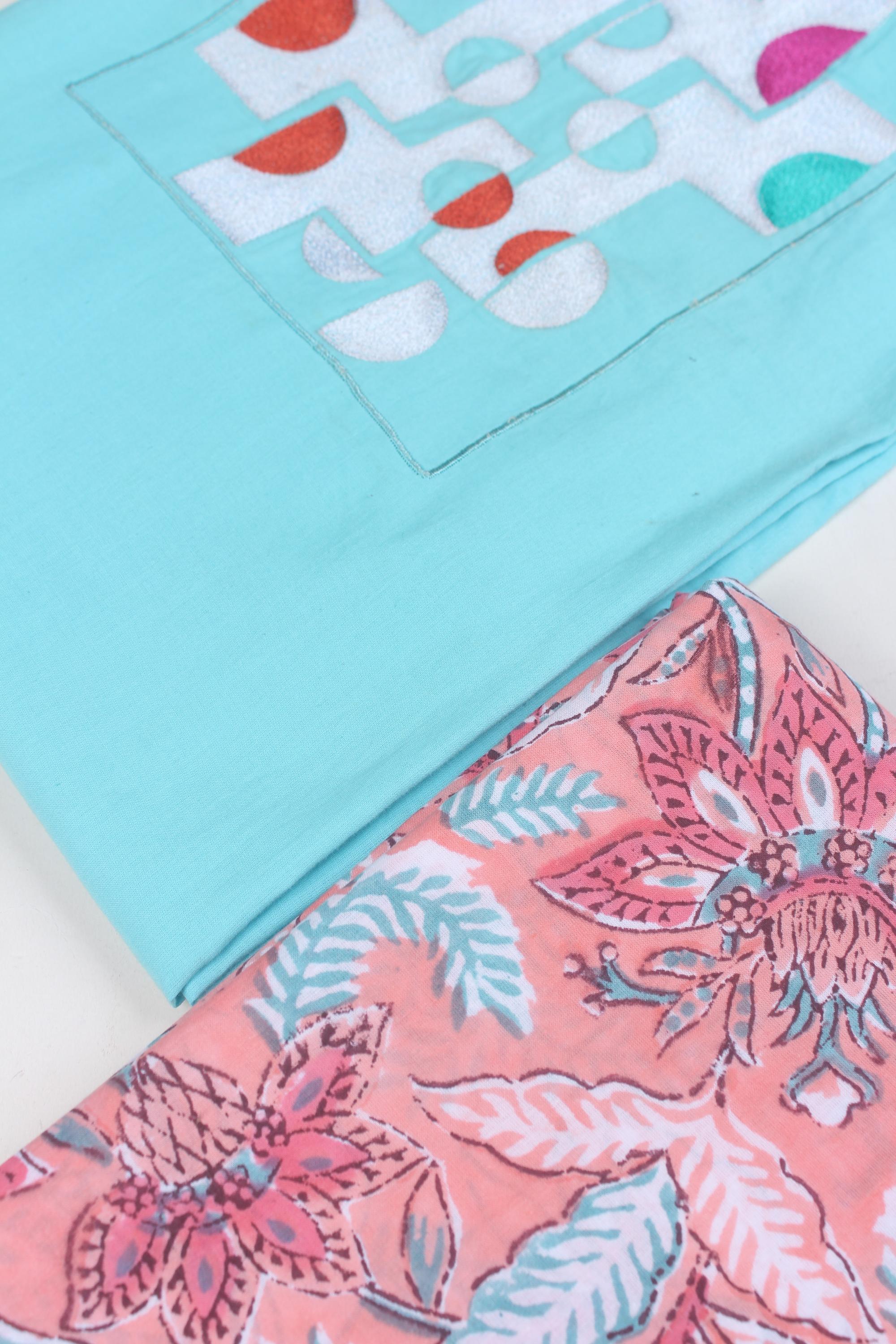Embroidered fabric set of 2