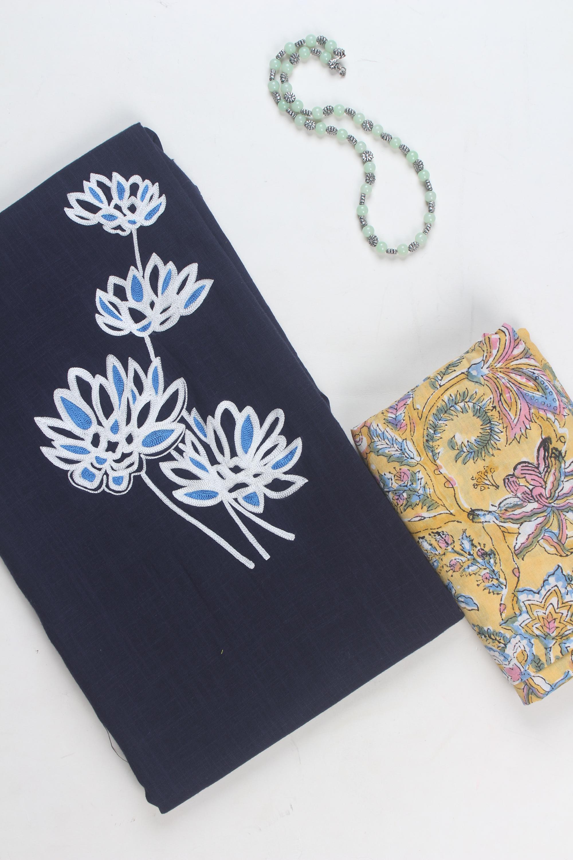 Embroidered fabric set of 2