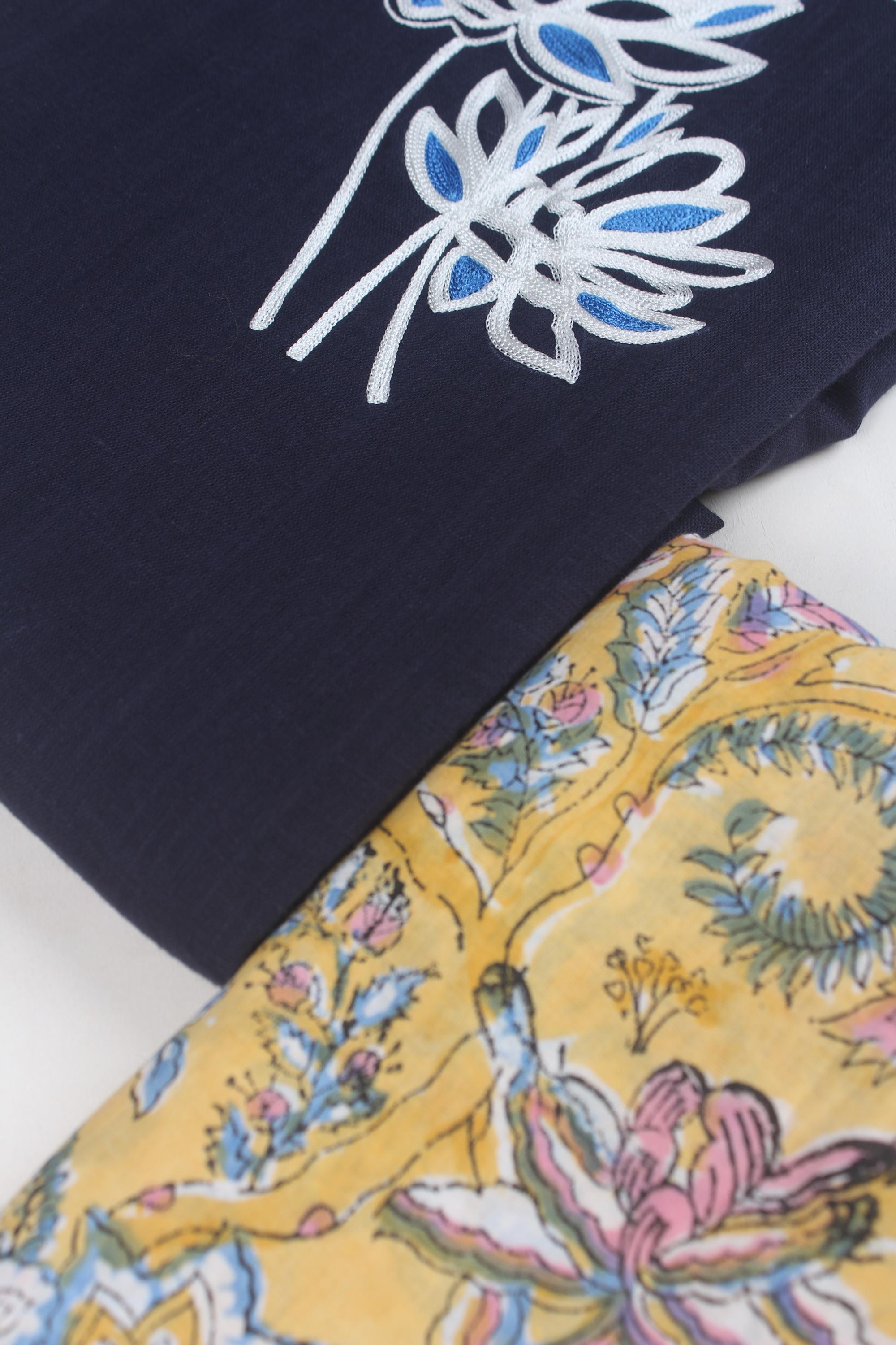 Embroidered fabric set of 2