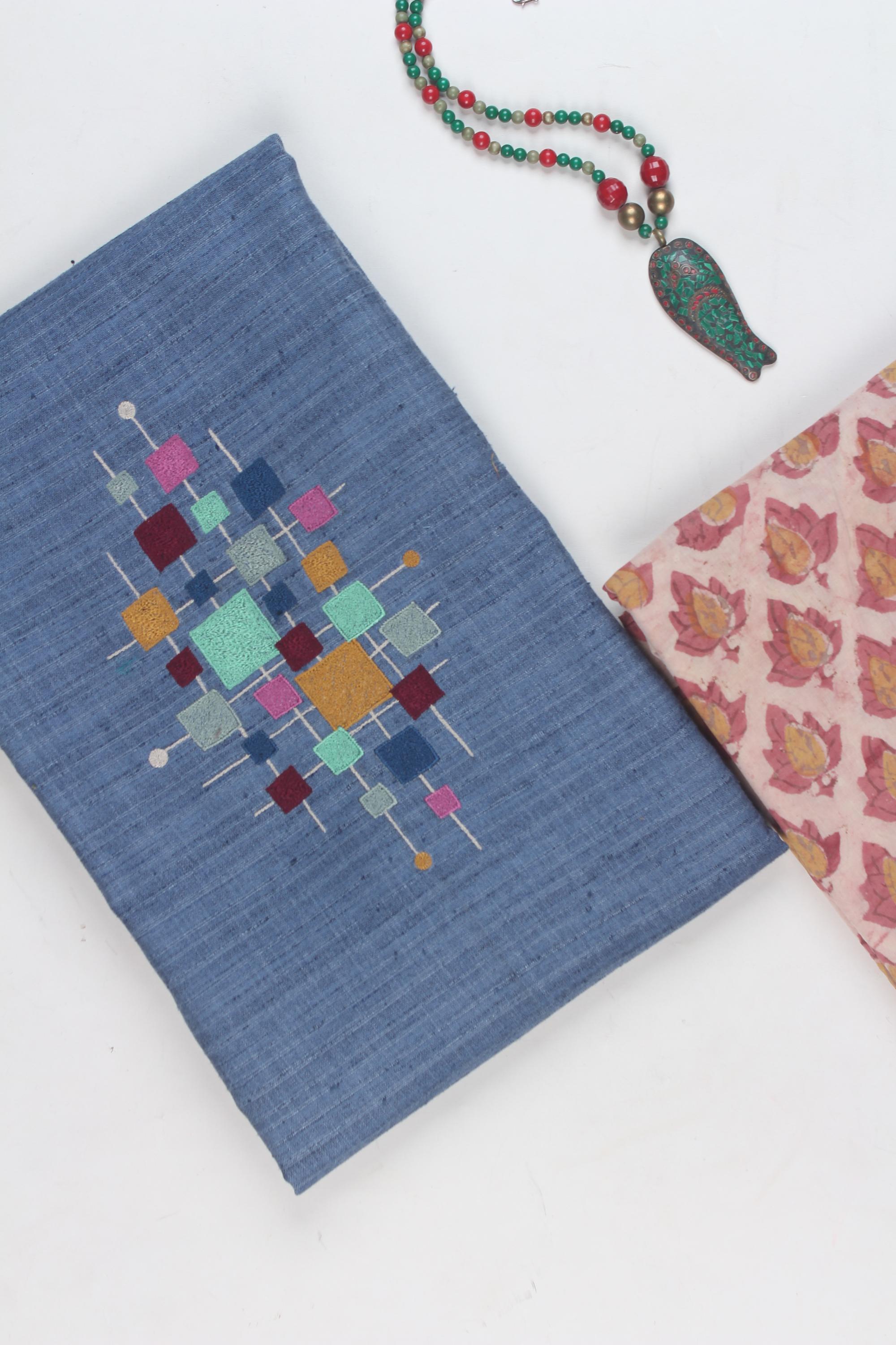 Embroidered fabric set of 2