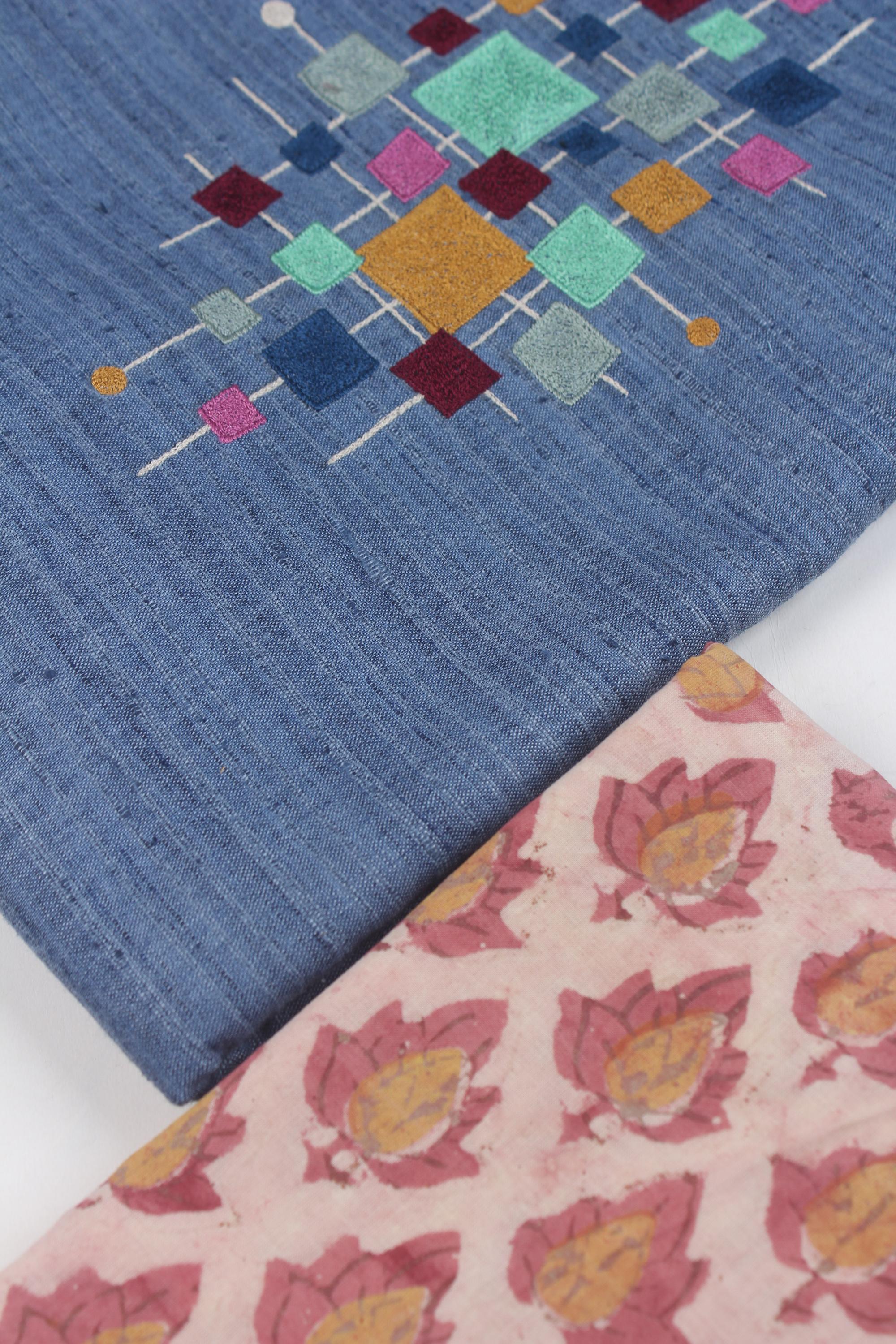 Embroidered fabric set of 2
