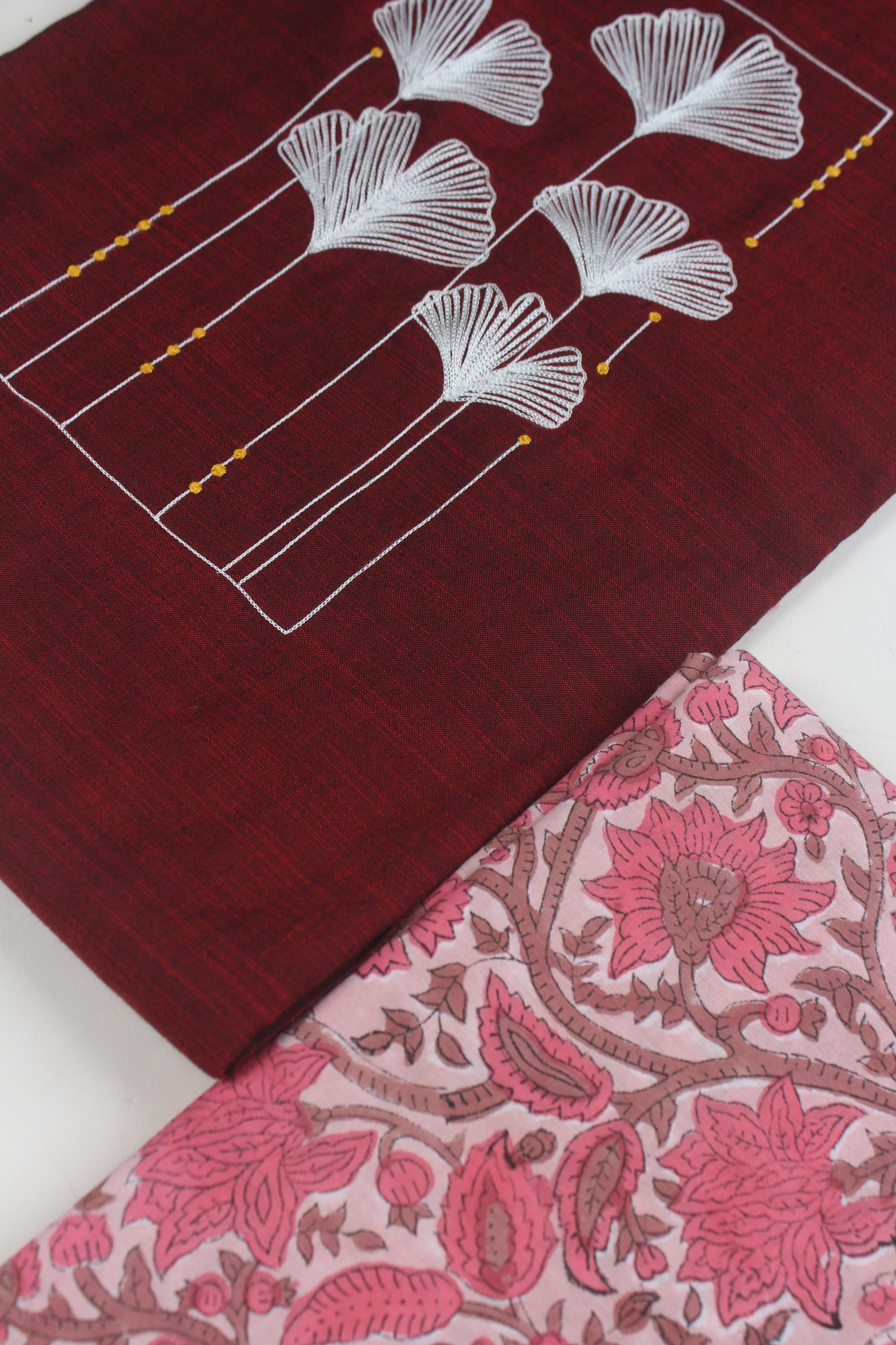 Embroidered fabric set of 2