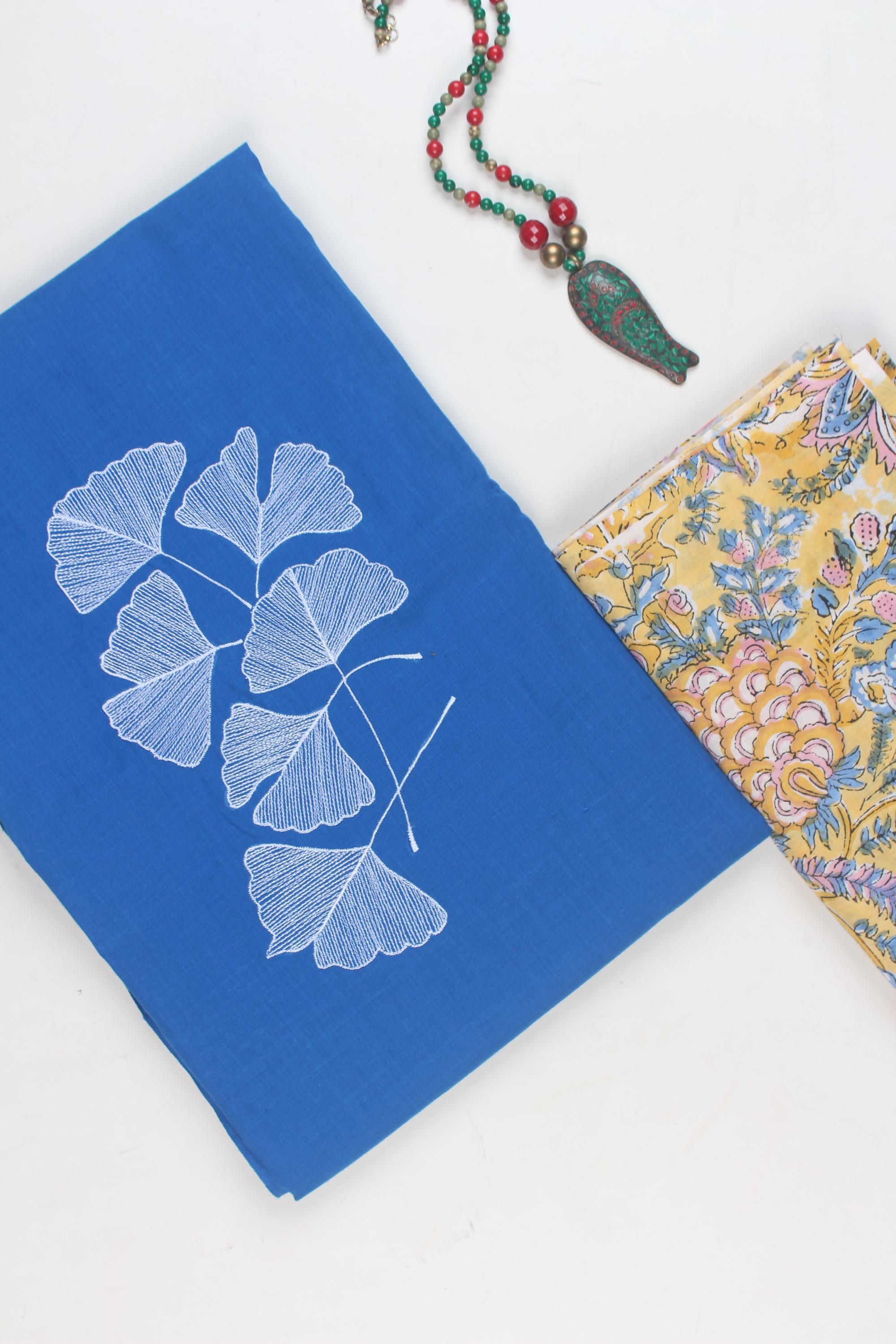 Embroidered fabric set of 2