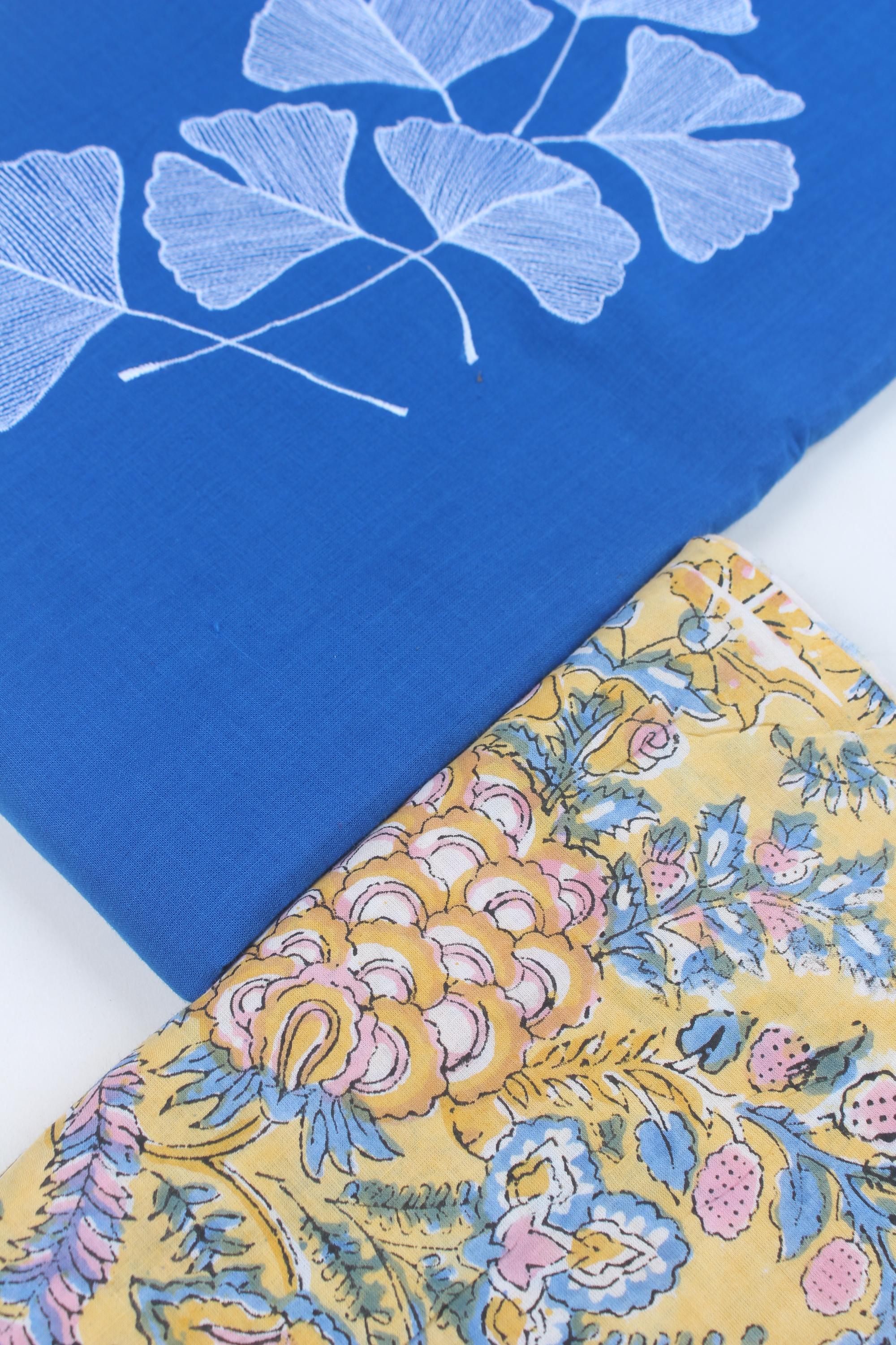 Embroidered fabric set of 2