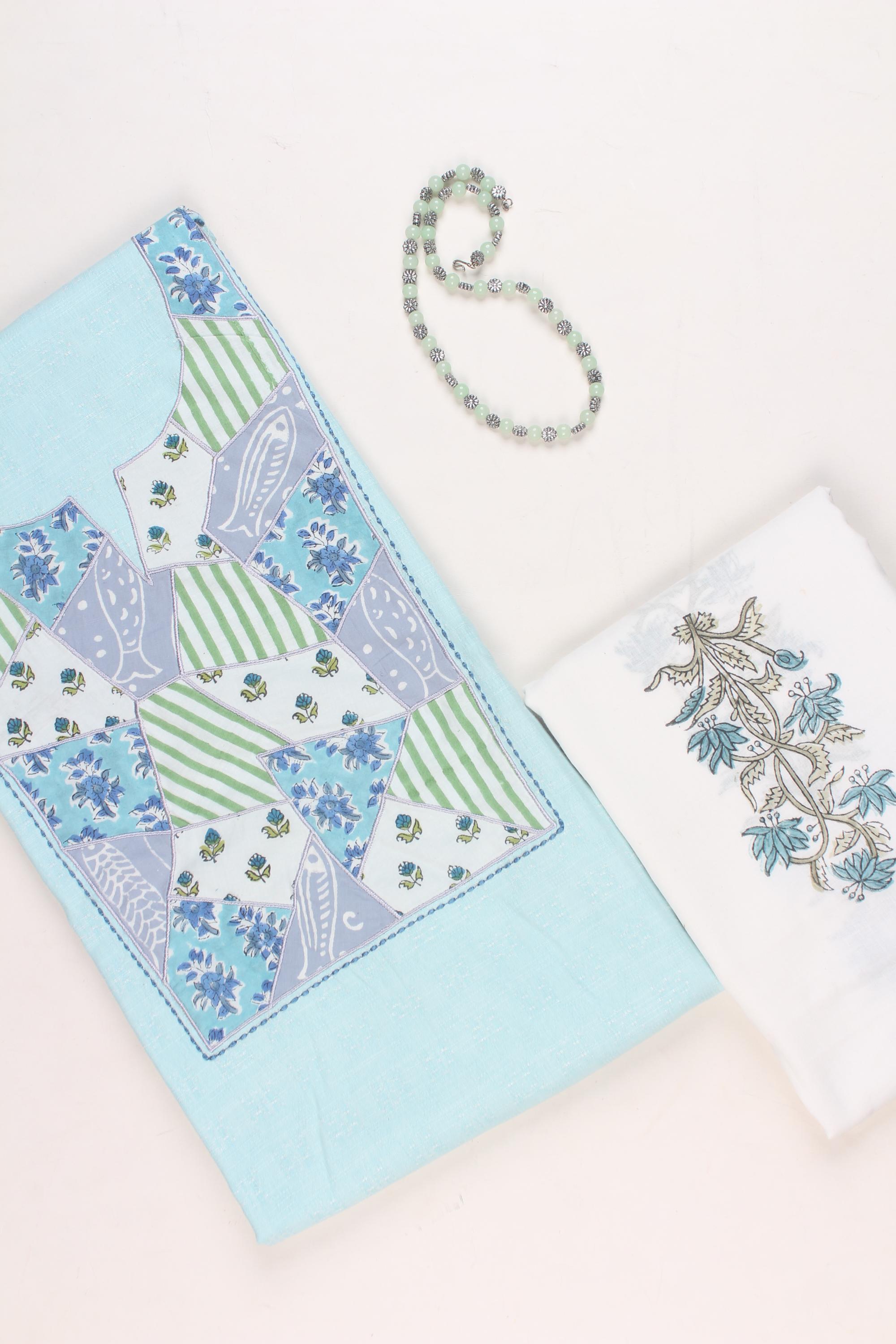 Embroidered fabric set of 2