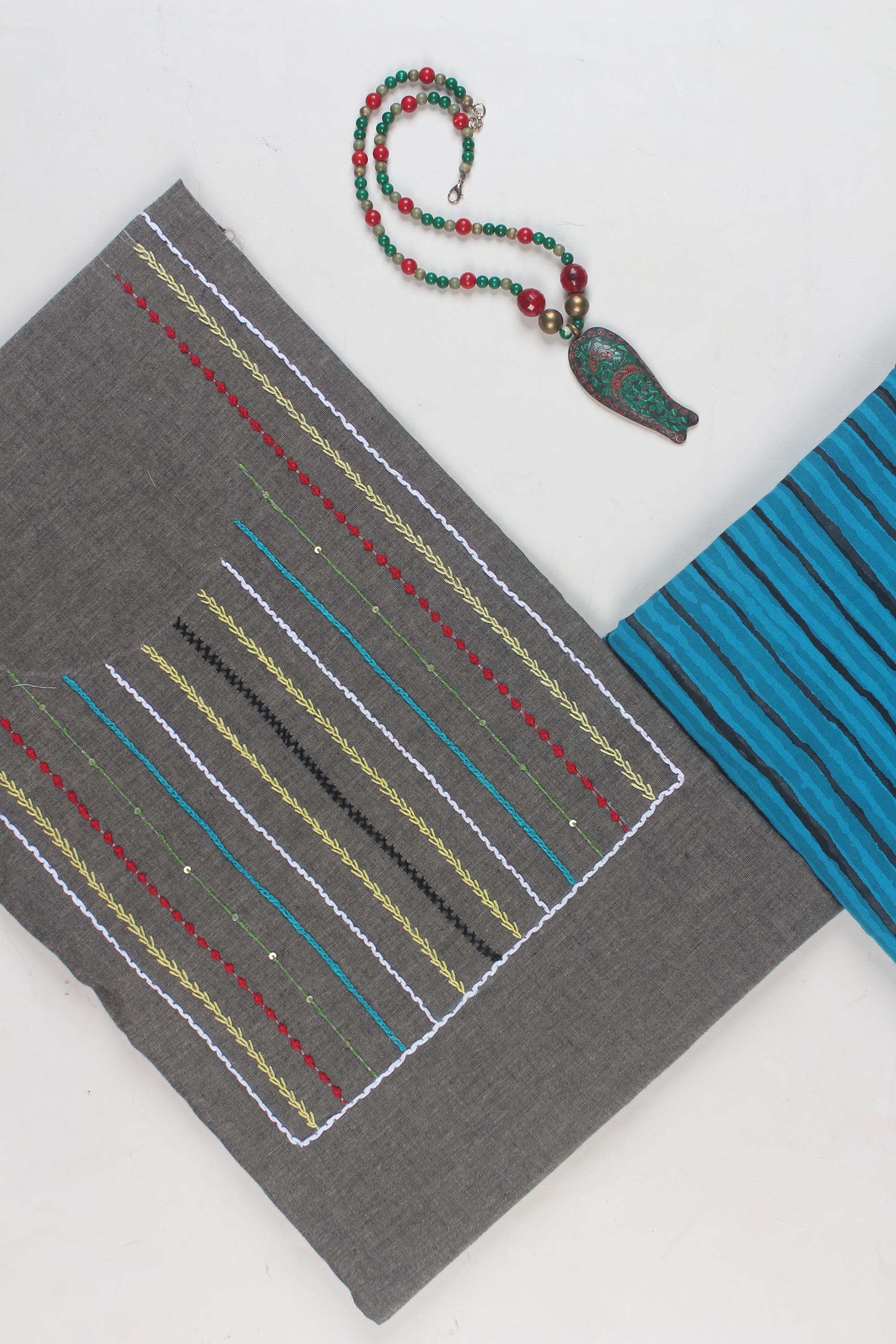 Embroidered fabric set of 2