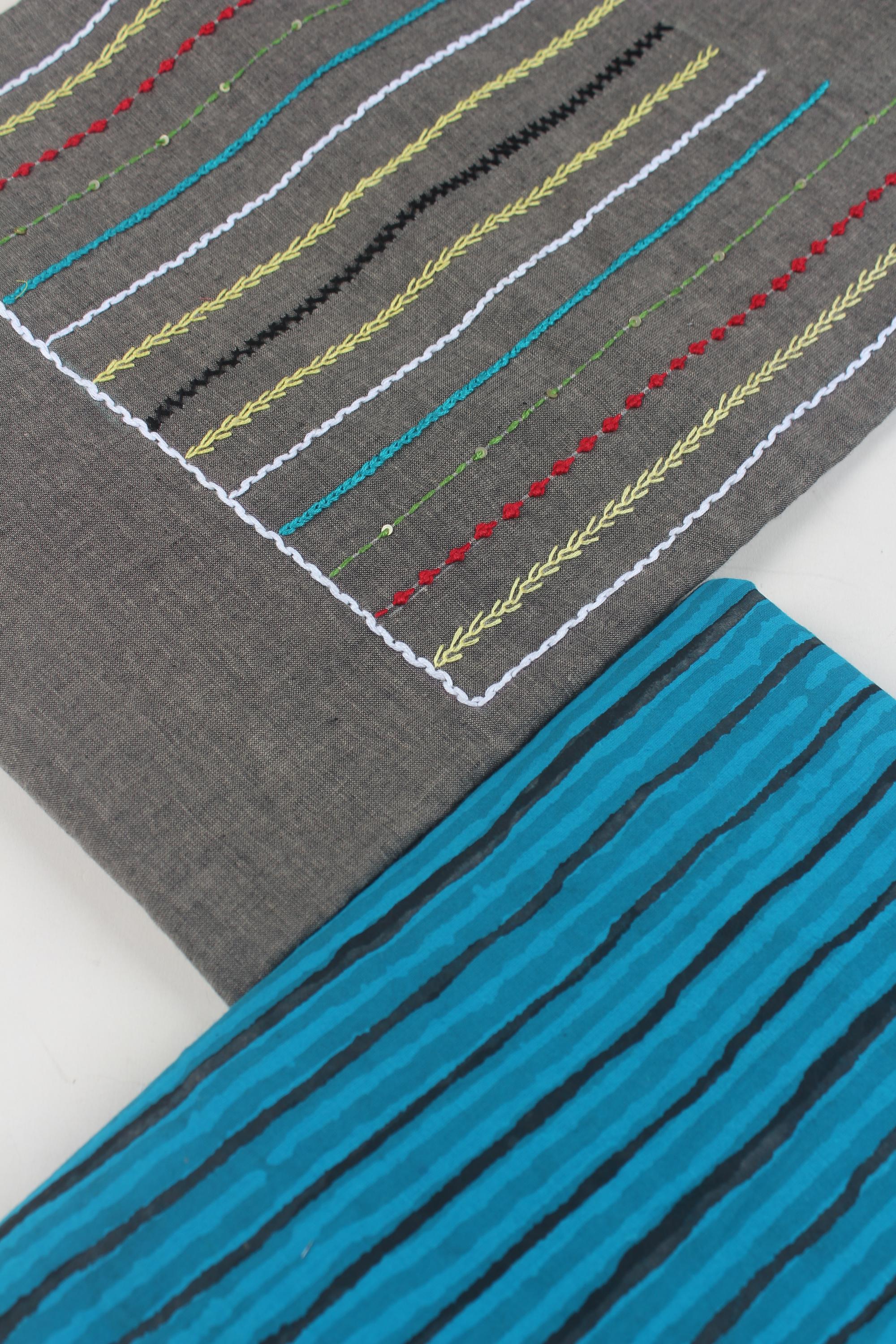 Embroidered fabric set of 2