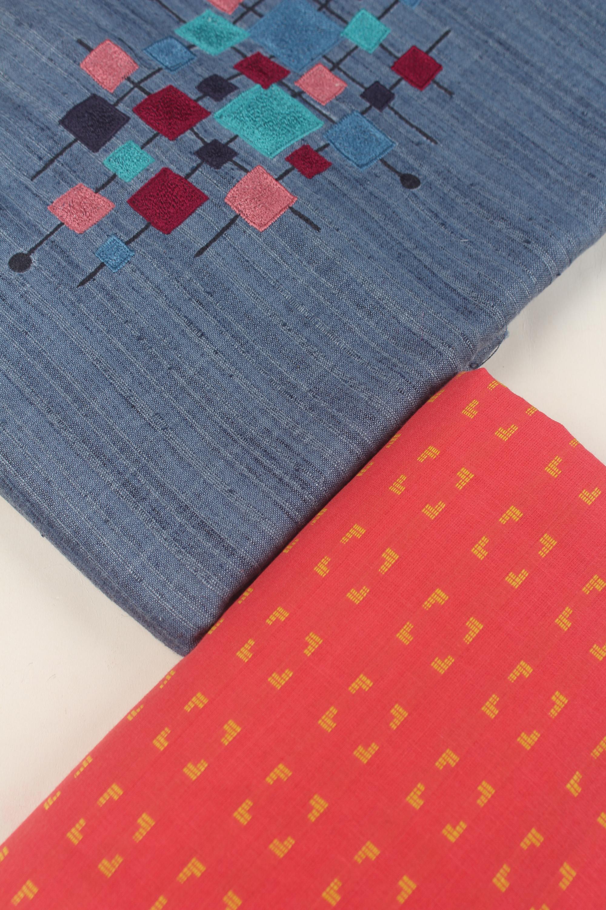 Embroidered fabric set of 2