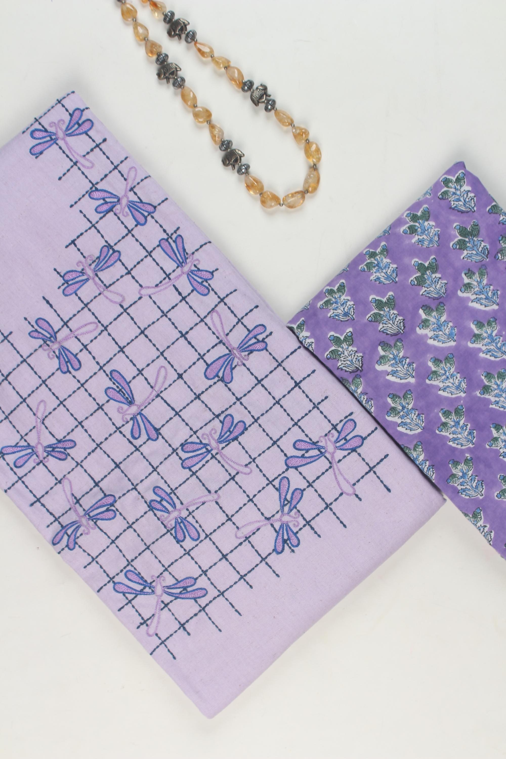 Embroidered fabric set of 2