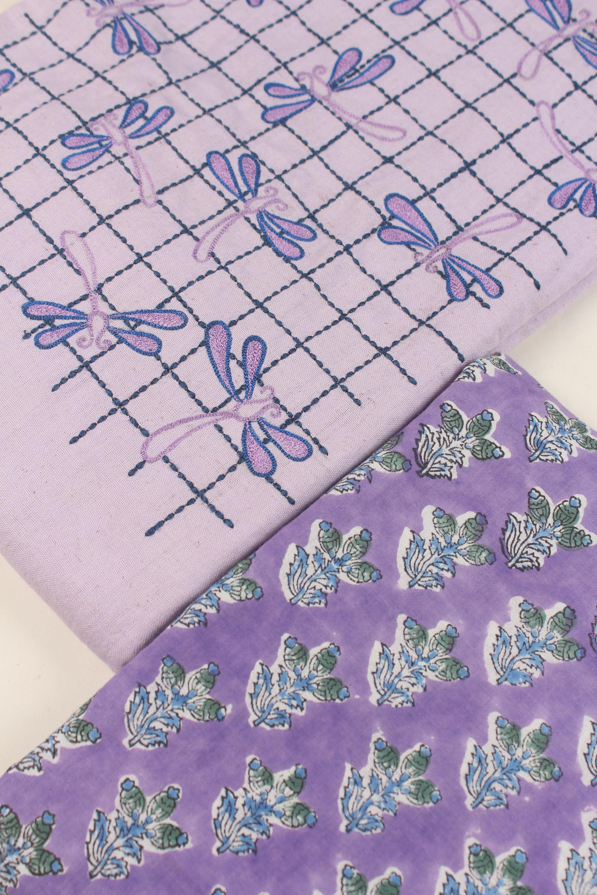 Embroidered fabric set of 2