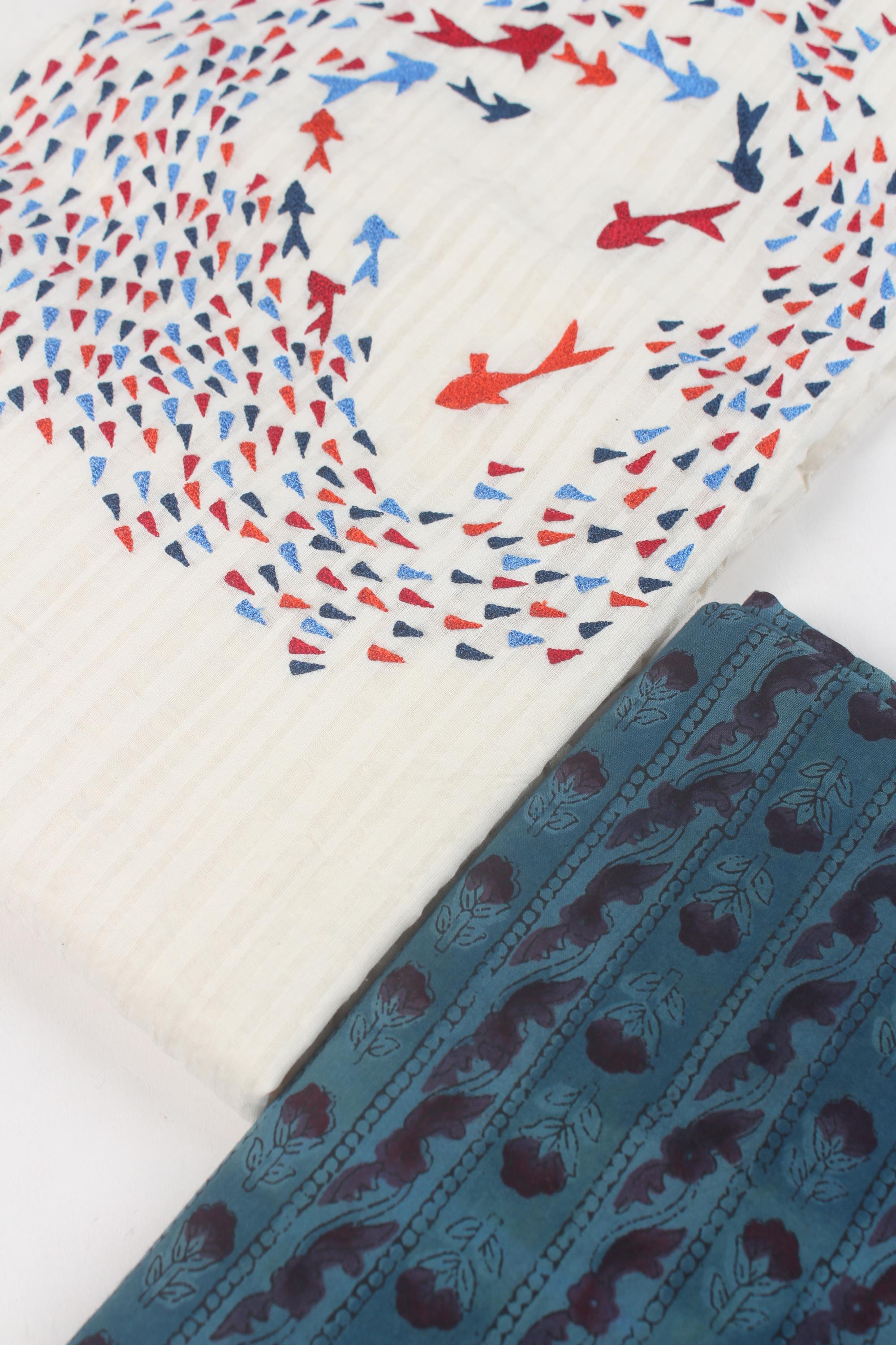 Embroidered fabric set of 2