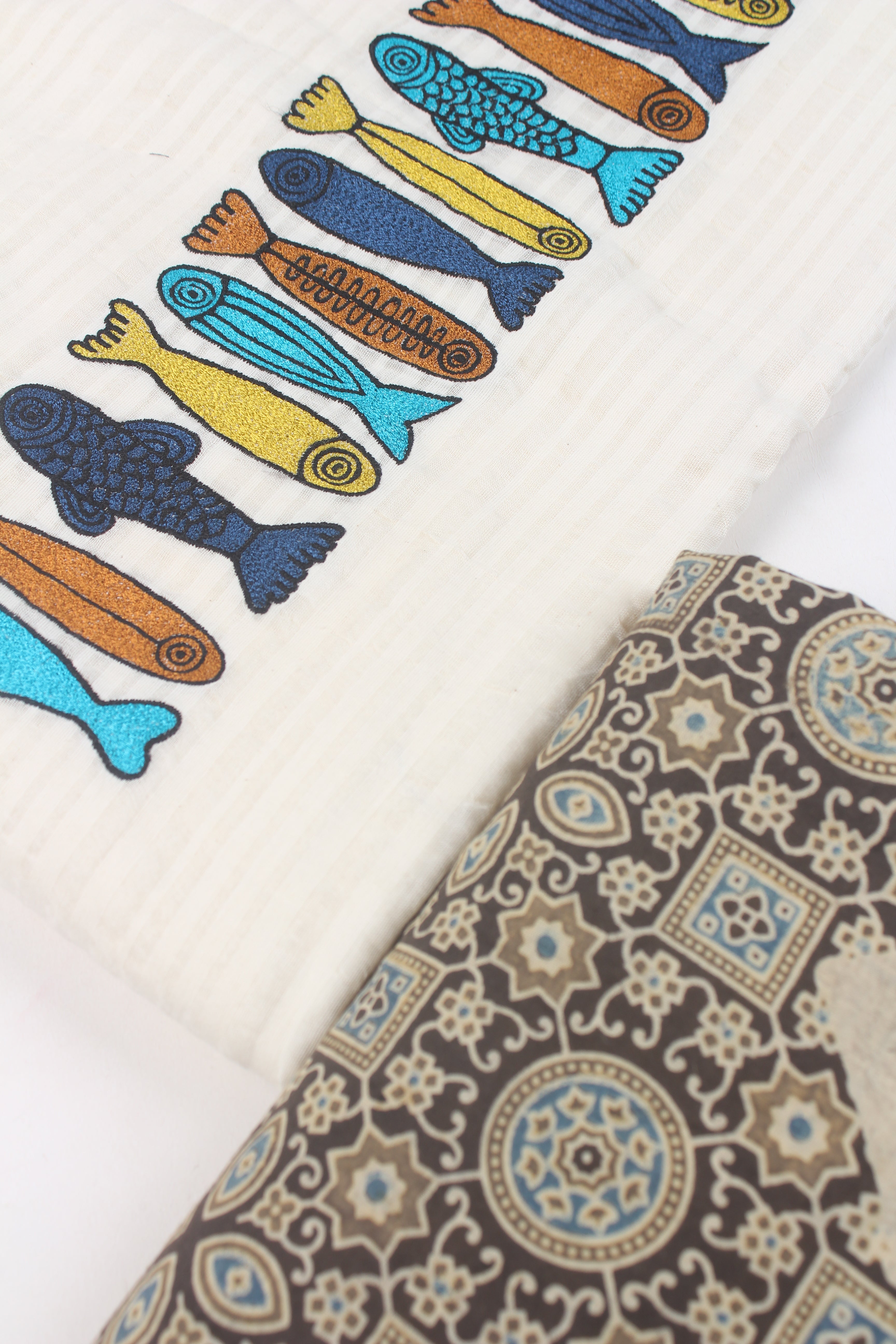 Embroidered fabric set of 2