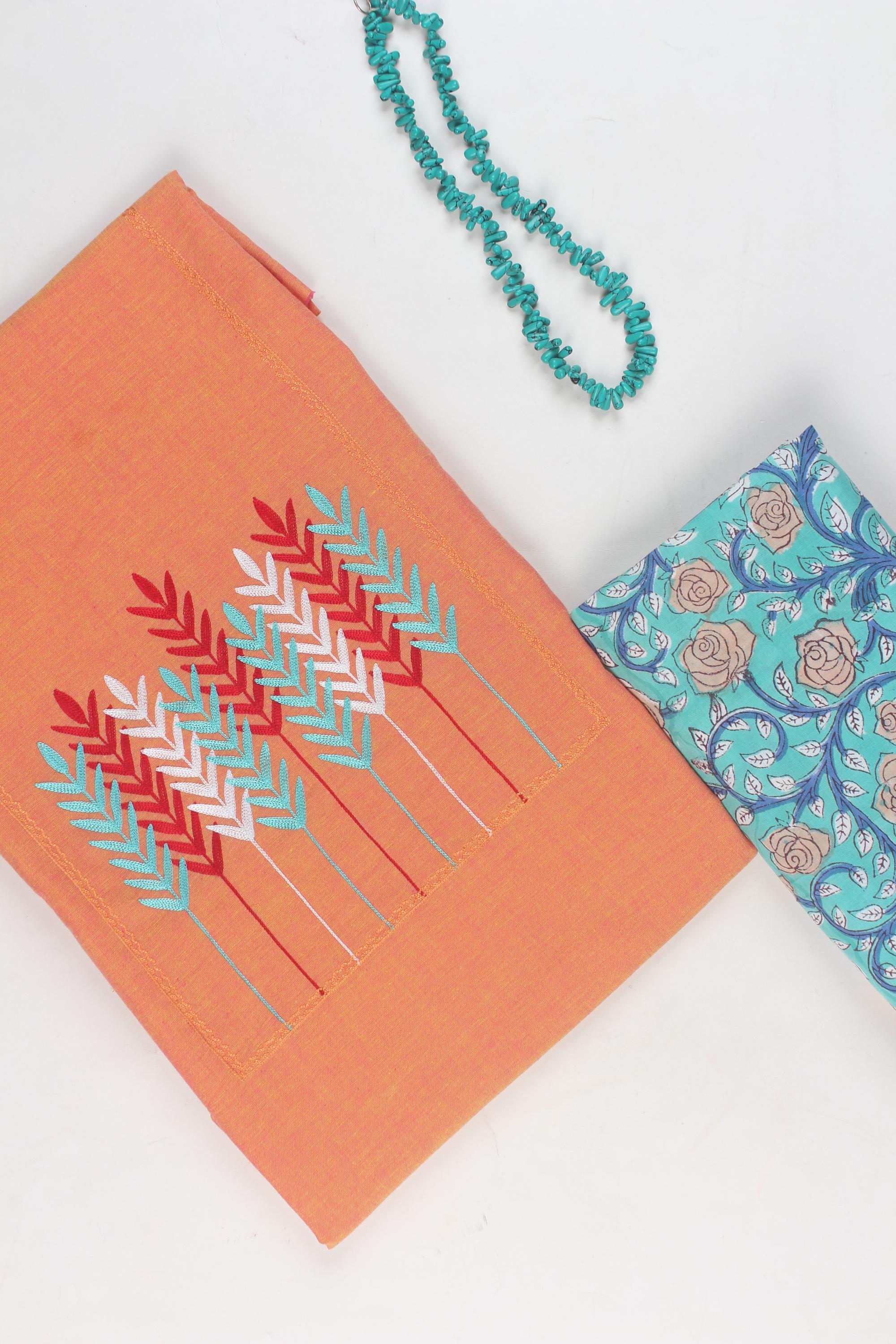 Embroidered fabric set of 2