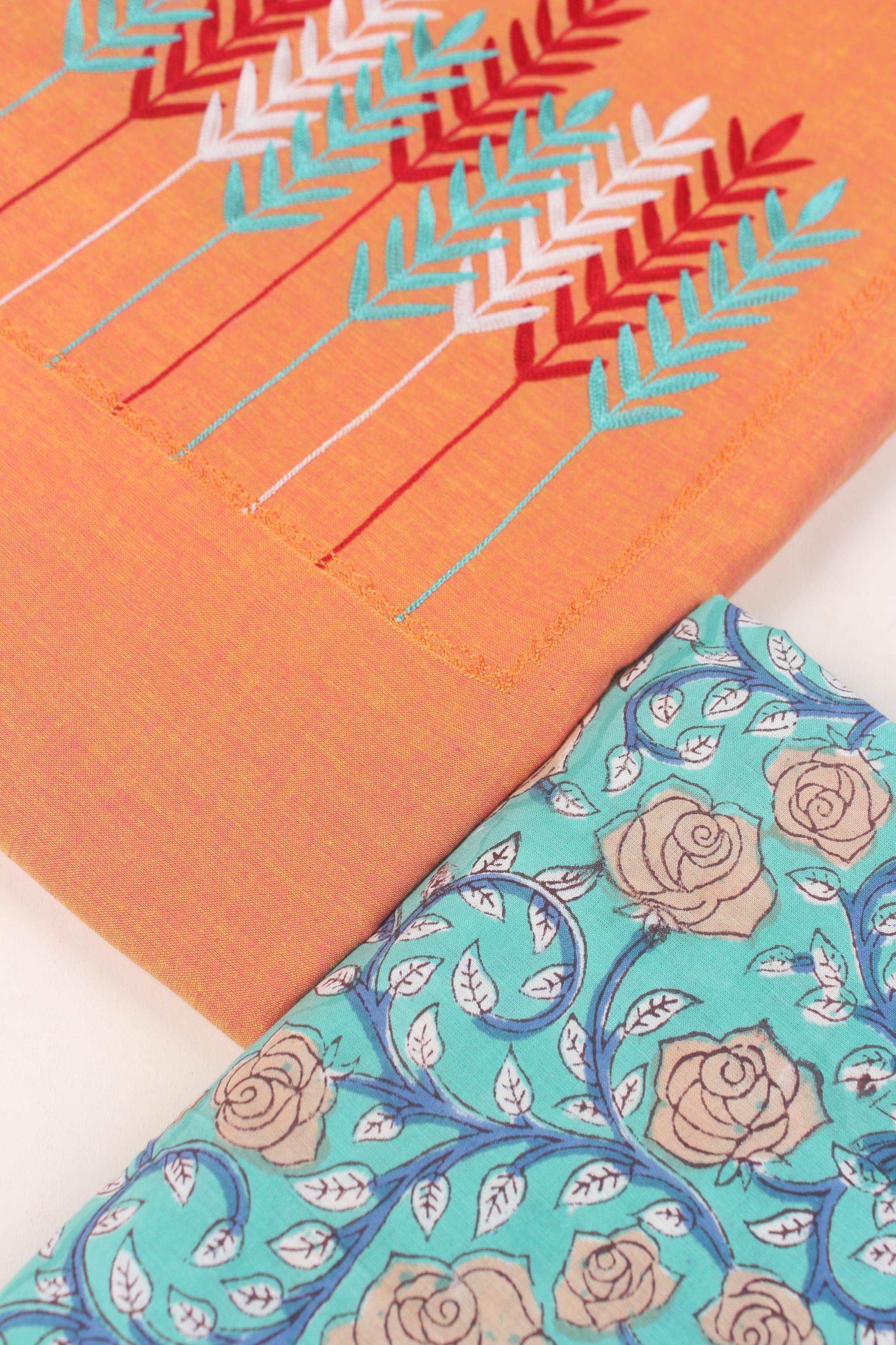 Embroidered fabric set of 2