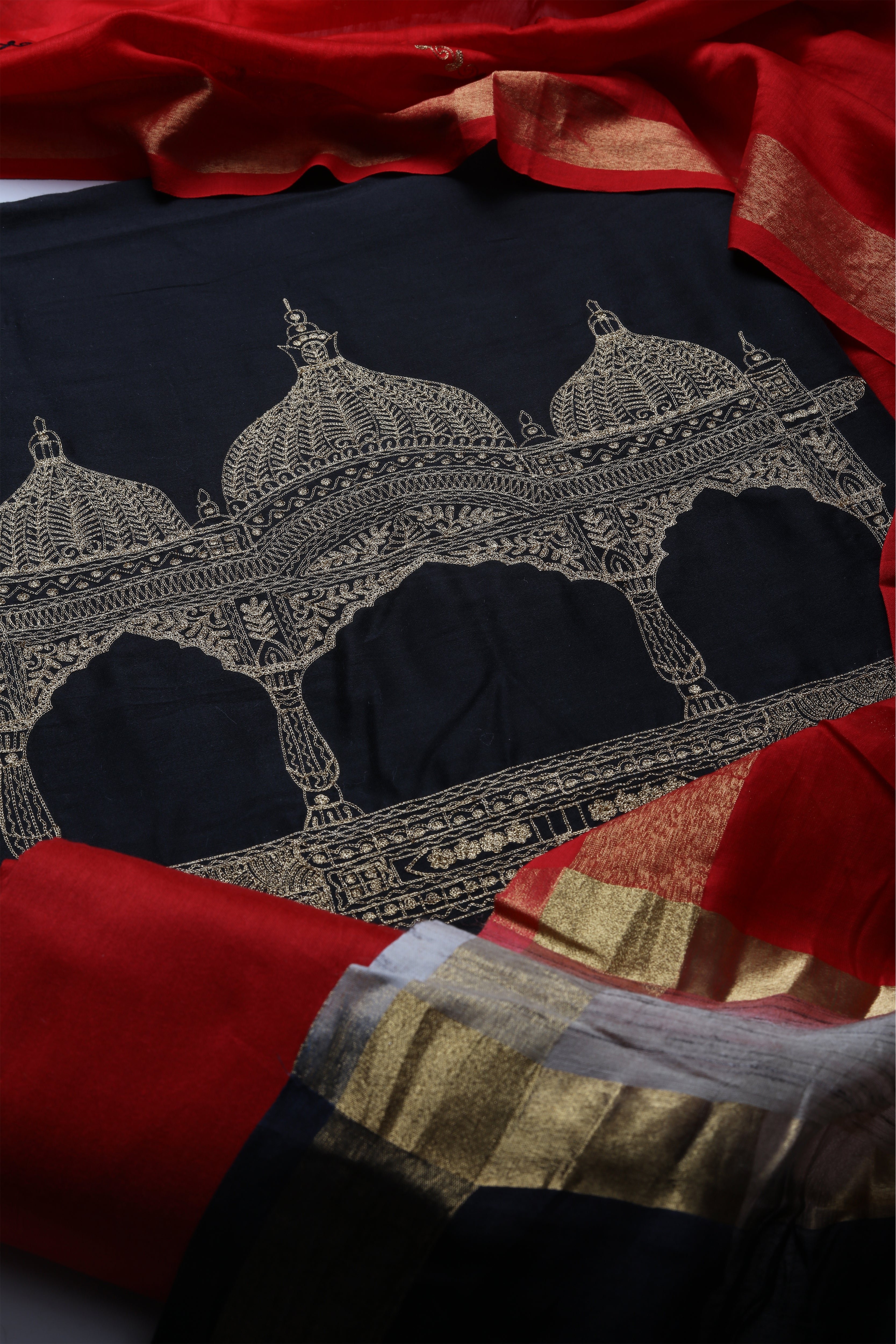 Mandir - Black - Embroidered Set Of 3