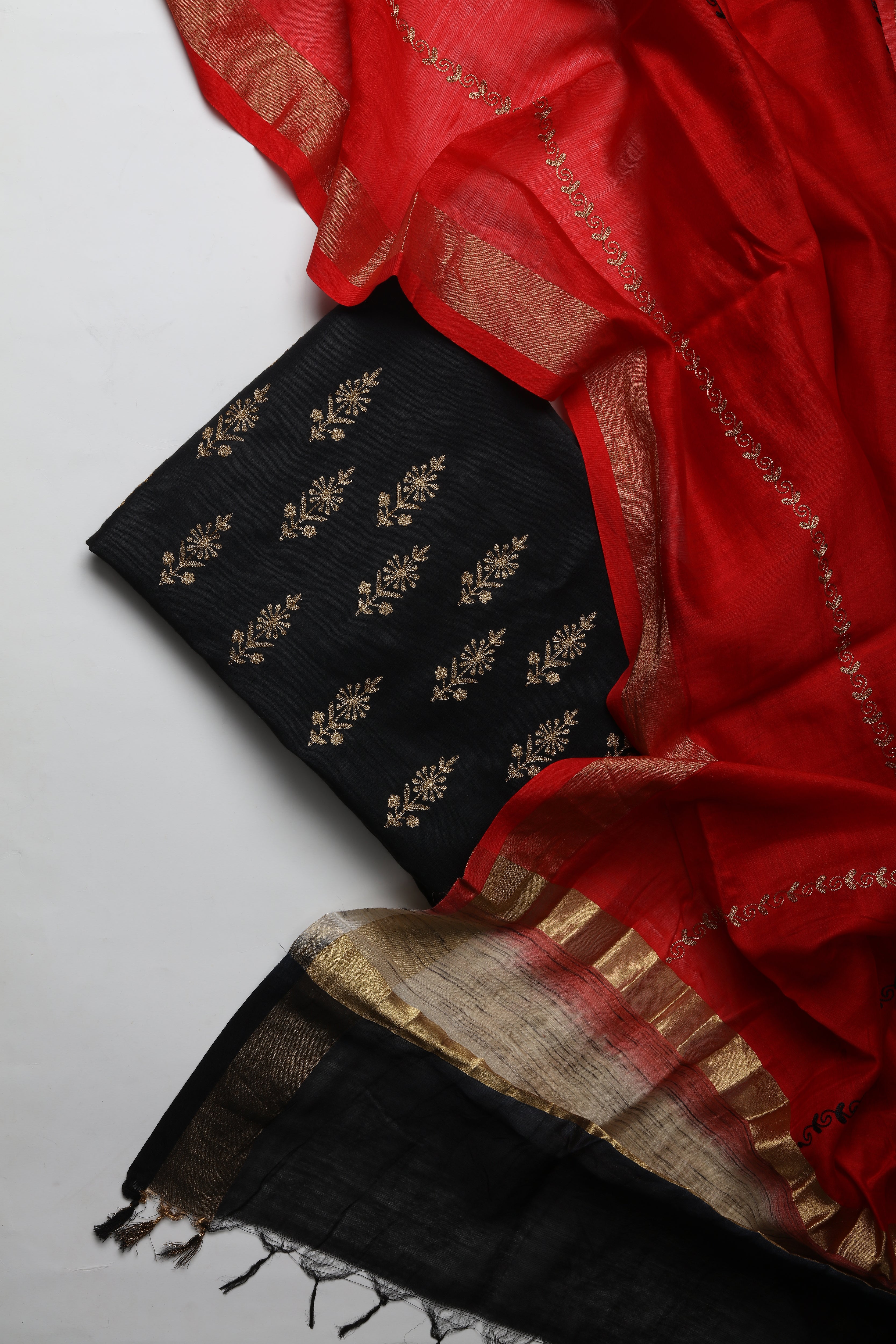 Mandir - Black - Embroidered Set Of 3