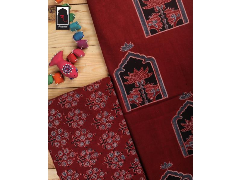 Ajrakh fabric set of 2