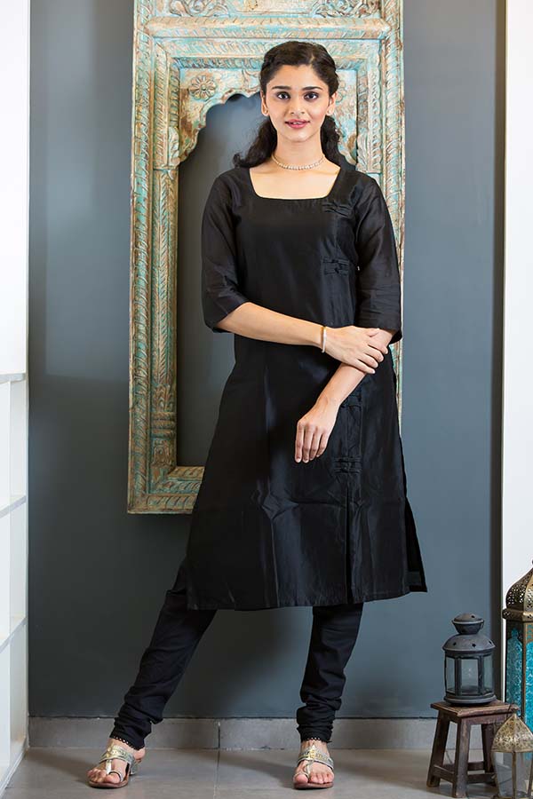 Classic Black Chanderi