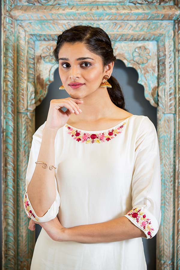 Classic White Chanderi with Hand Embroidery