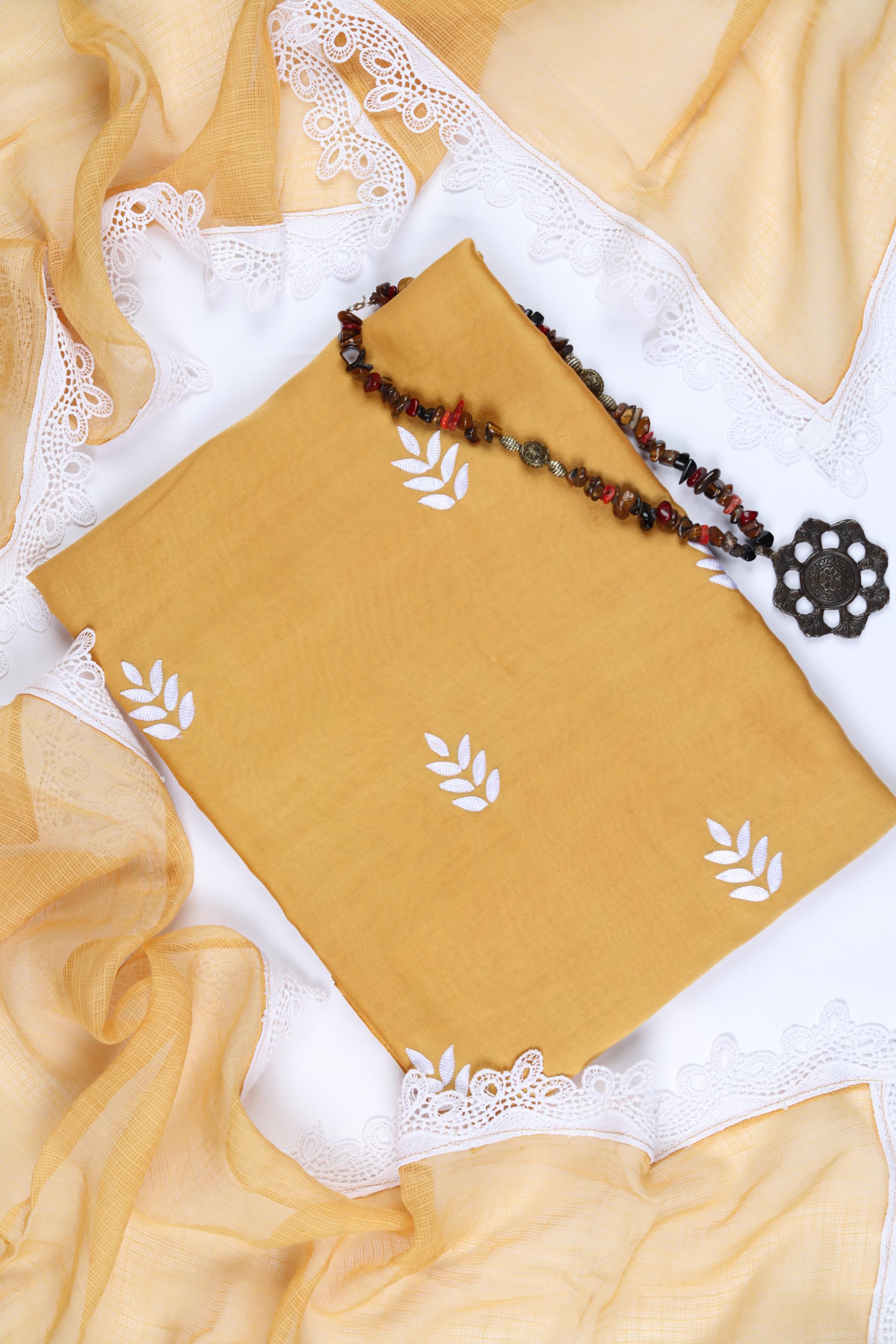 Chanderi 3 Piece Unstitched Set - Classic Ethnic Style