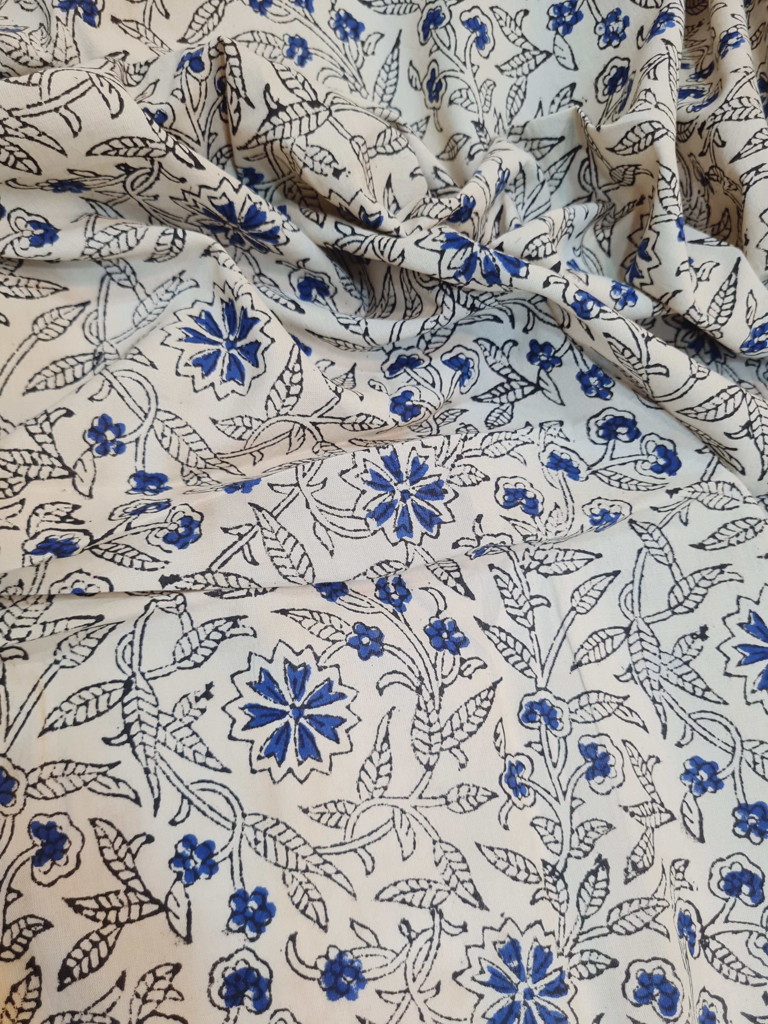 Block Printed Cotton Unstitched Kurta Fabric - Traditional Ethnic Wear