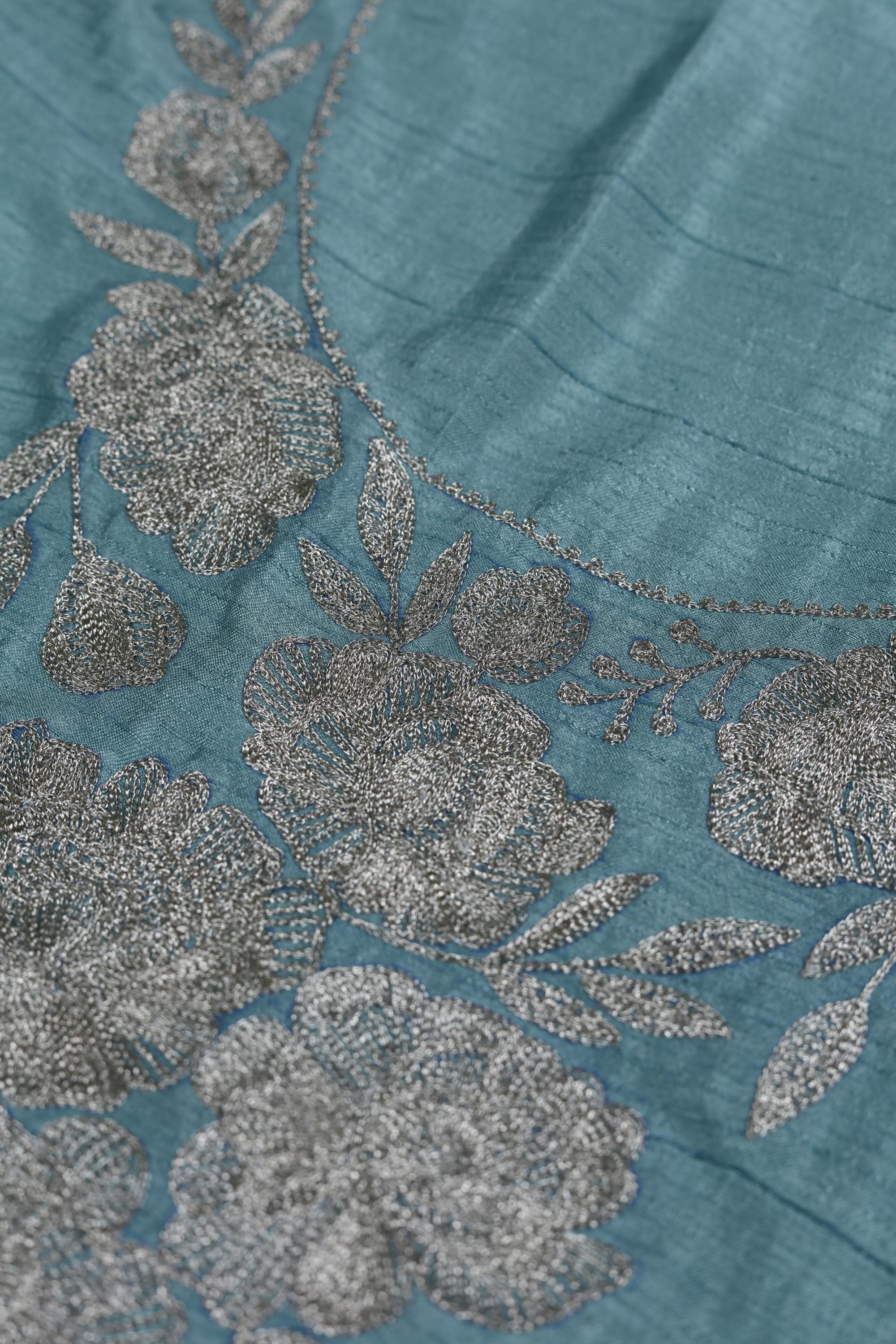Embroidered Naysa Silk 3 Piece Unstitched Set - Traditional Ethnic Wear