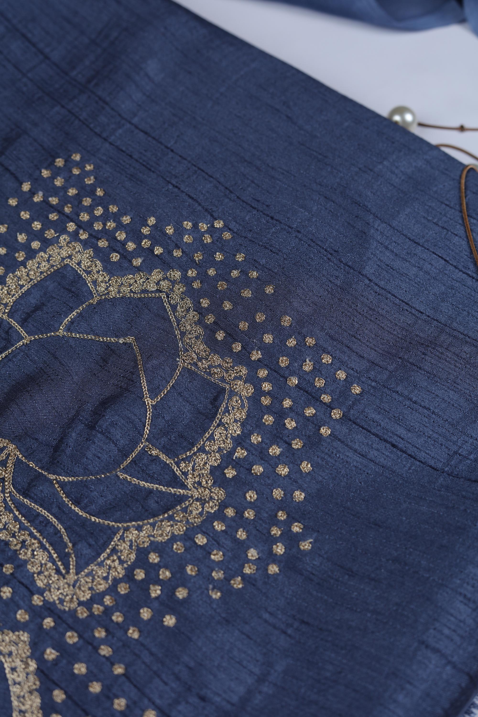 Embroidered Naysa Silk 3 Piece Unstitched Set - Traditional Ethnic Wear