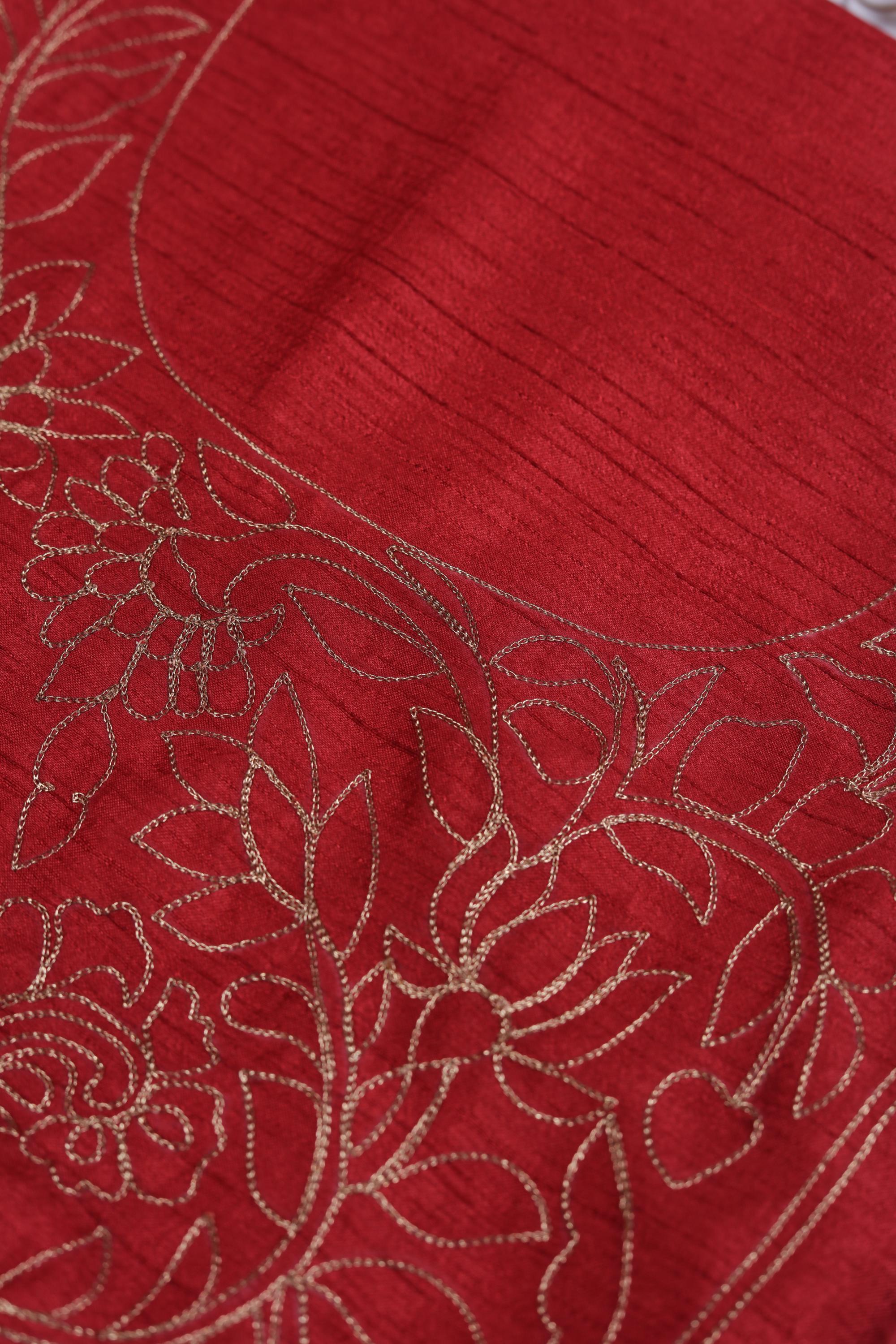 Embroidered Naysa Silk 3 Piece Unstitched Set - Traditional Ethnic Wear