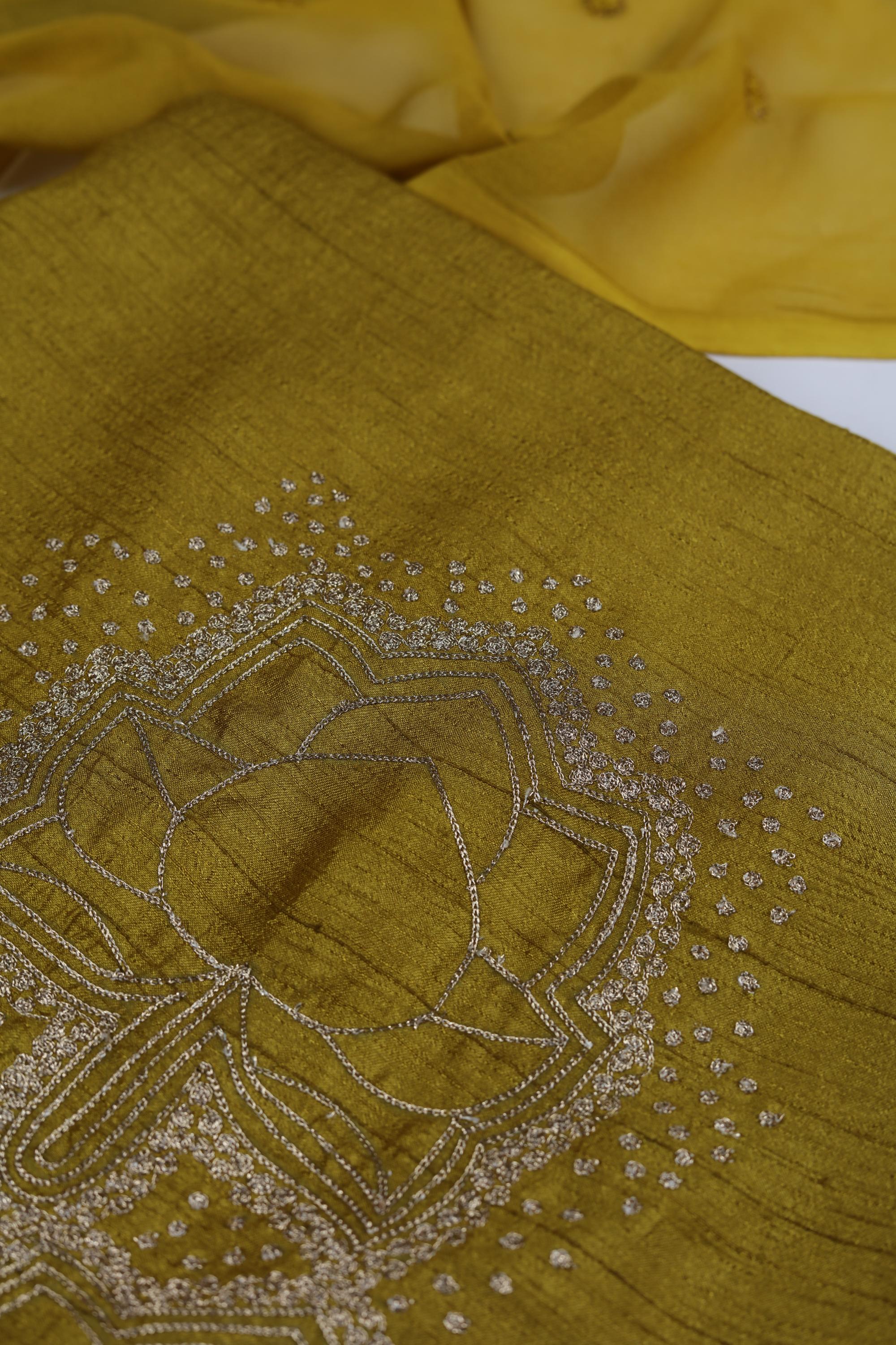 Embroidered Naysa Silk 3 Piece Unstitched Set - Traditional Ethnic Wear